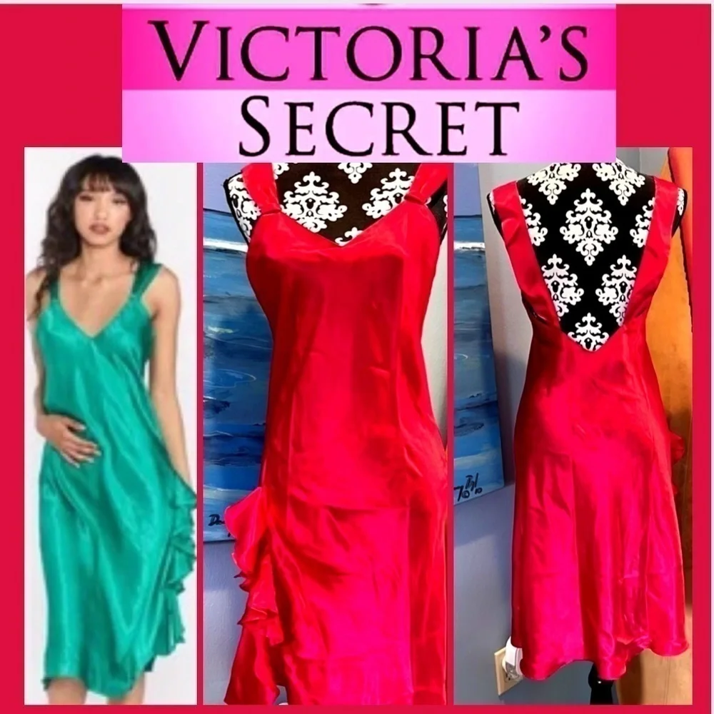 ❤️VTG Victoria’s Secret,Slip Nightie,One-Side Ruffle,Gorgeous,EUC-Firm Price,S
